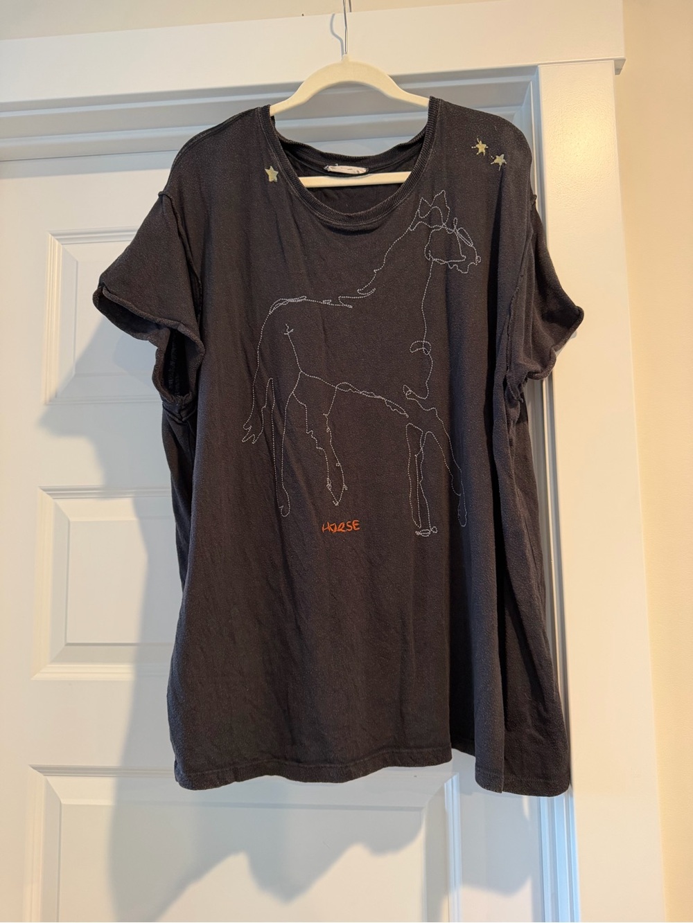 We The Free Black Tee with Horse Outline and Star Accents